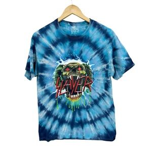 SLAYER Band Shirt Thrash Heavy Metal Retro Tie Dye Blue